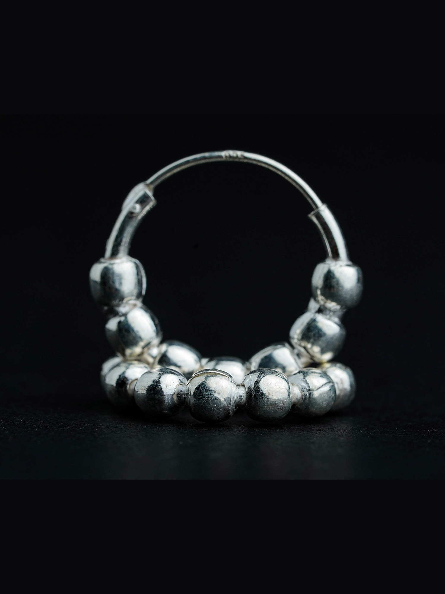 Silver round ball earring