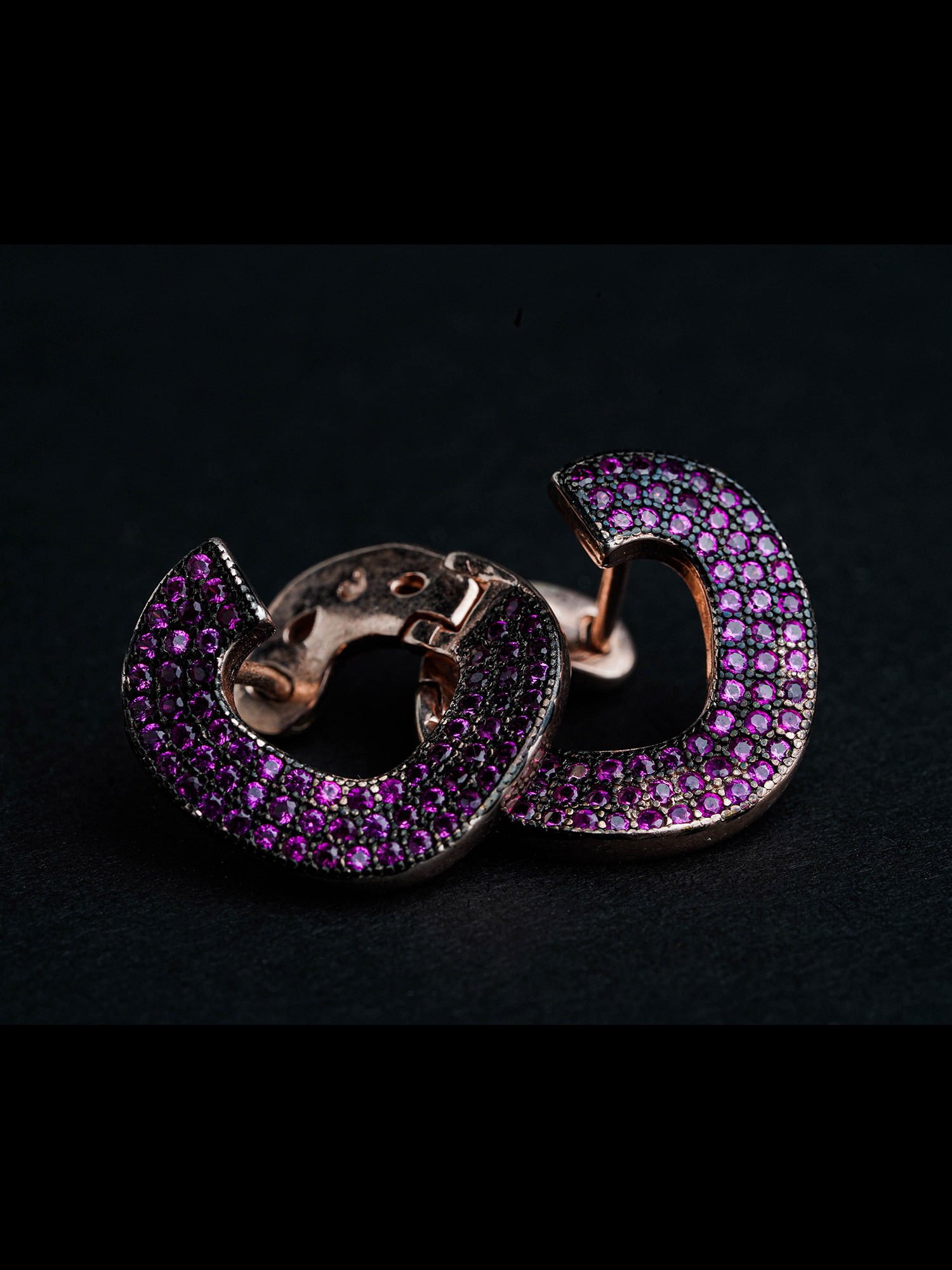 Silver rose gold purple earring