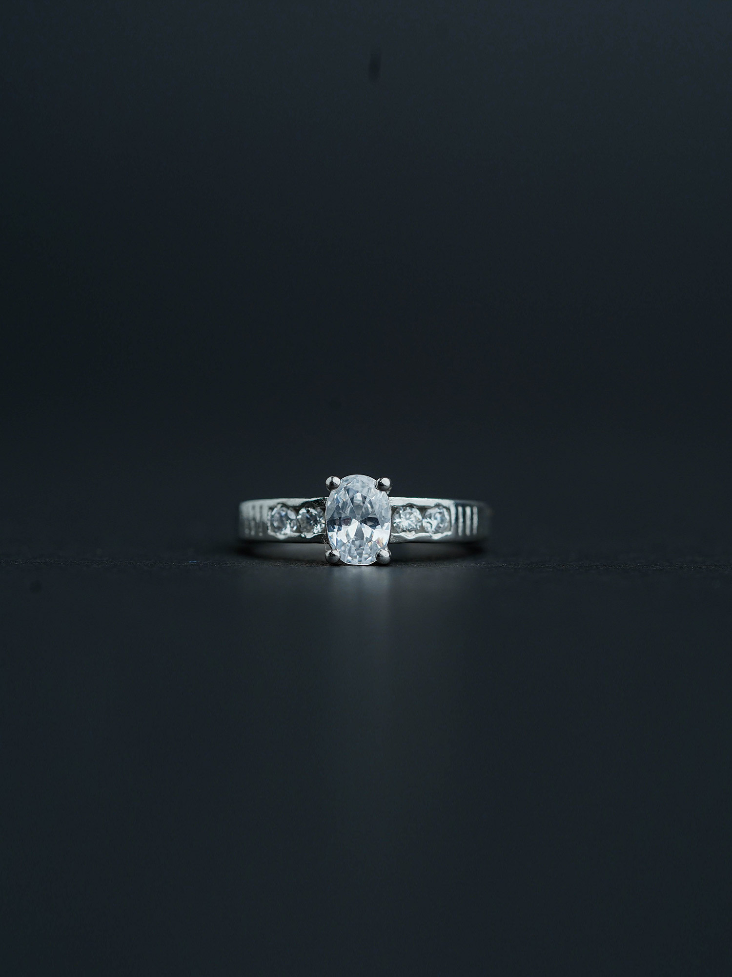 Silver solitaire ring