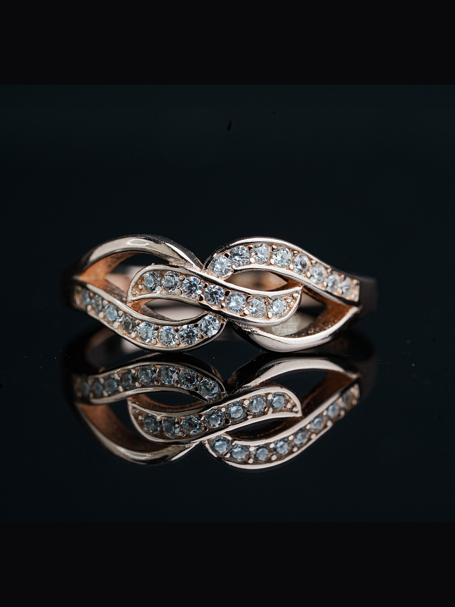 Silver rose gold ring