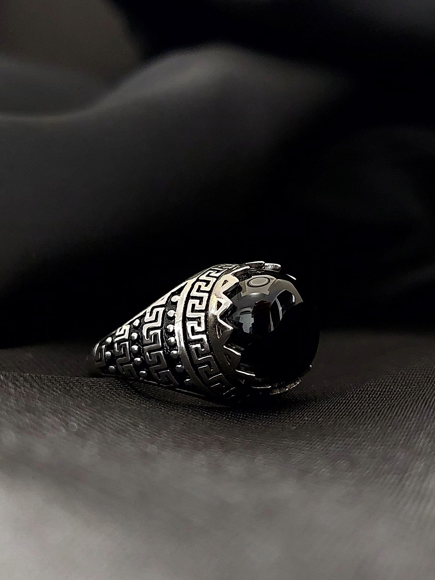 Silver design work ring