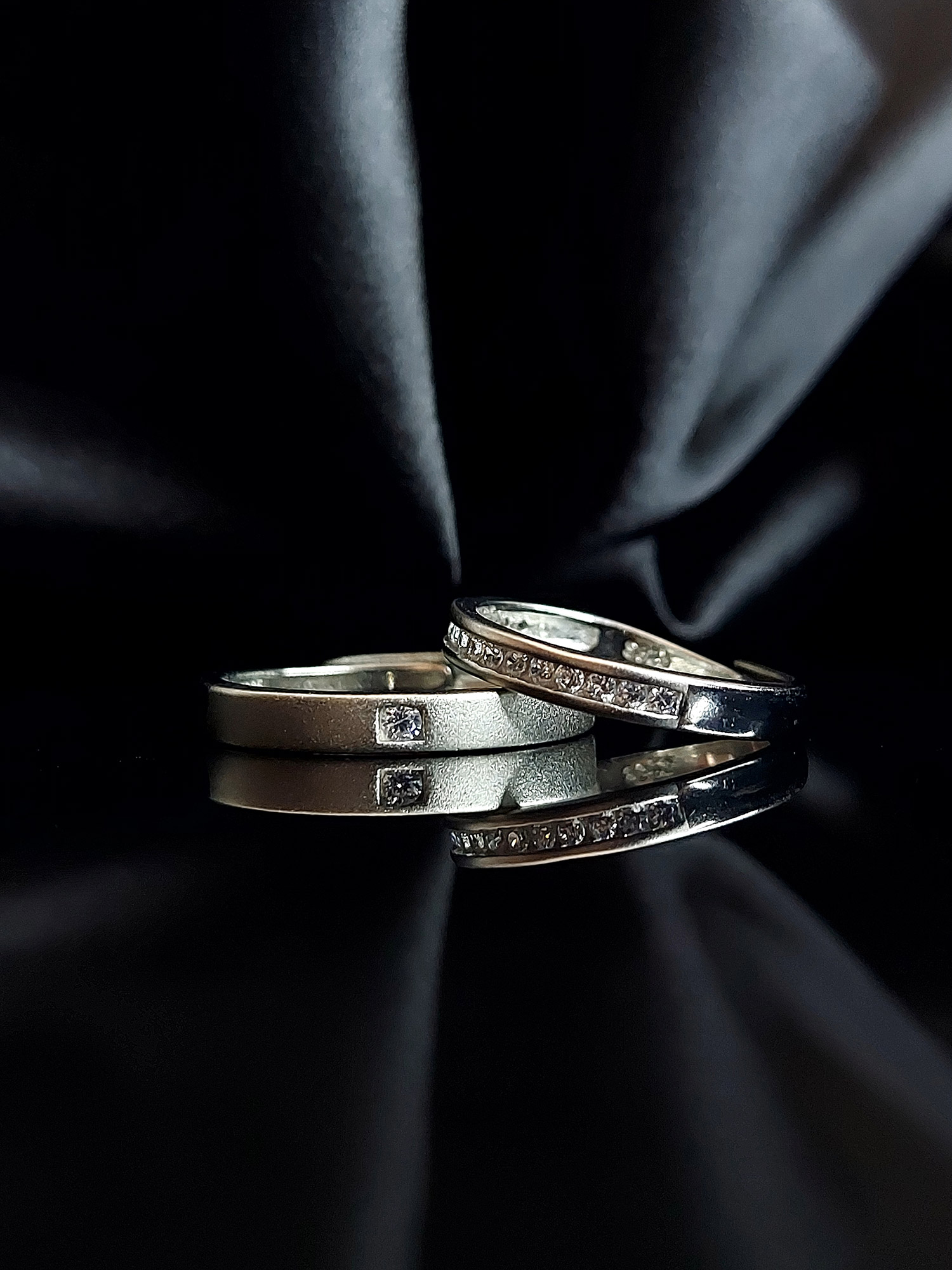 Silver couple band ring