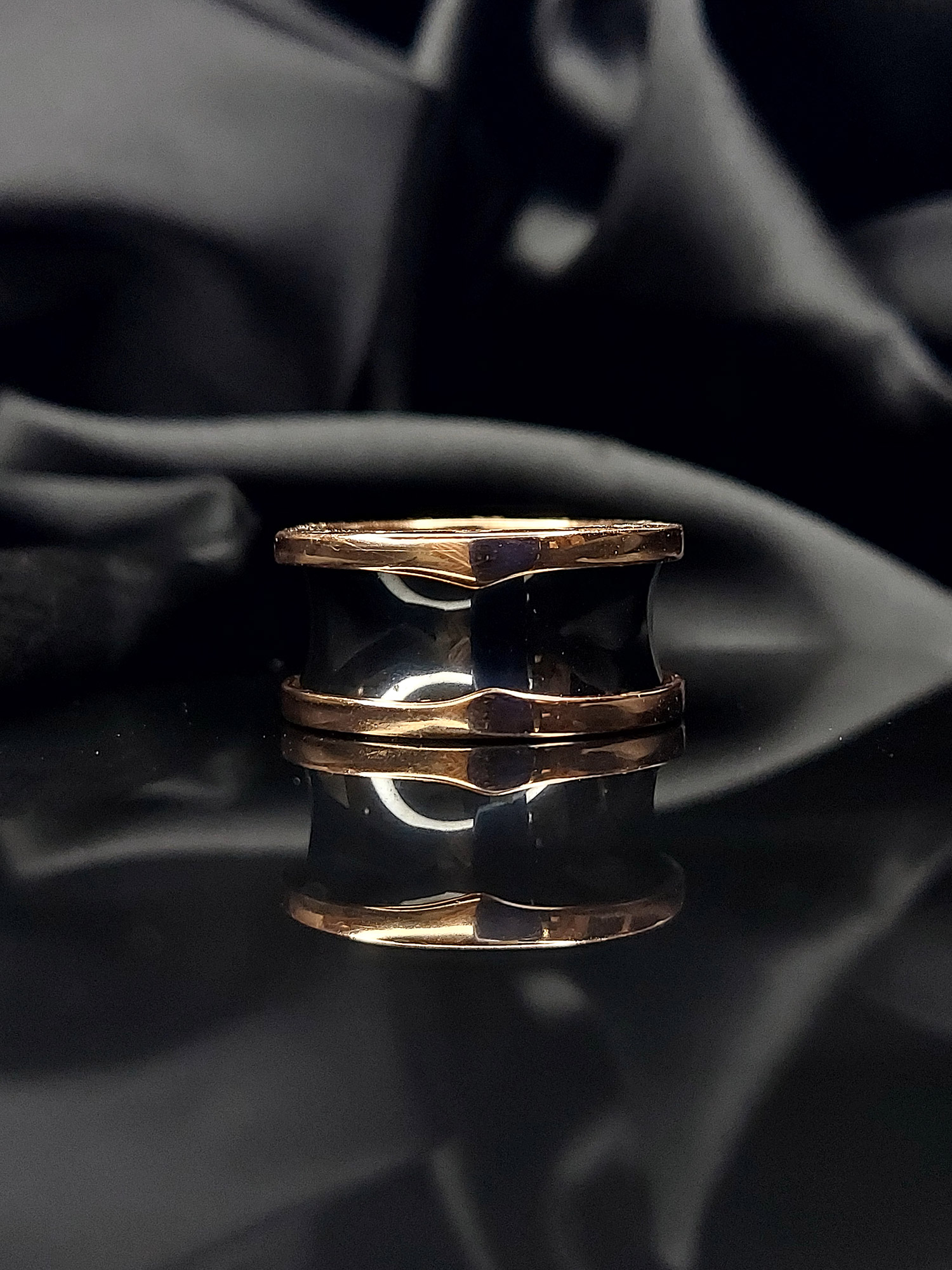 Silver rose gold bvlgari ring