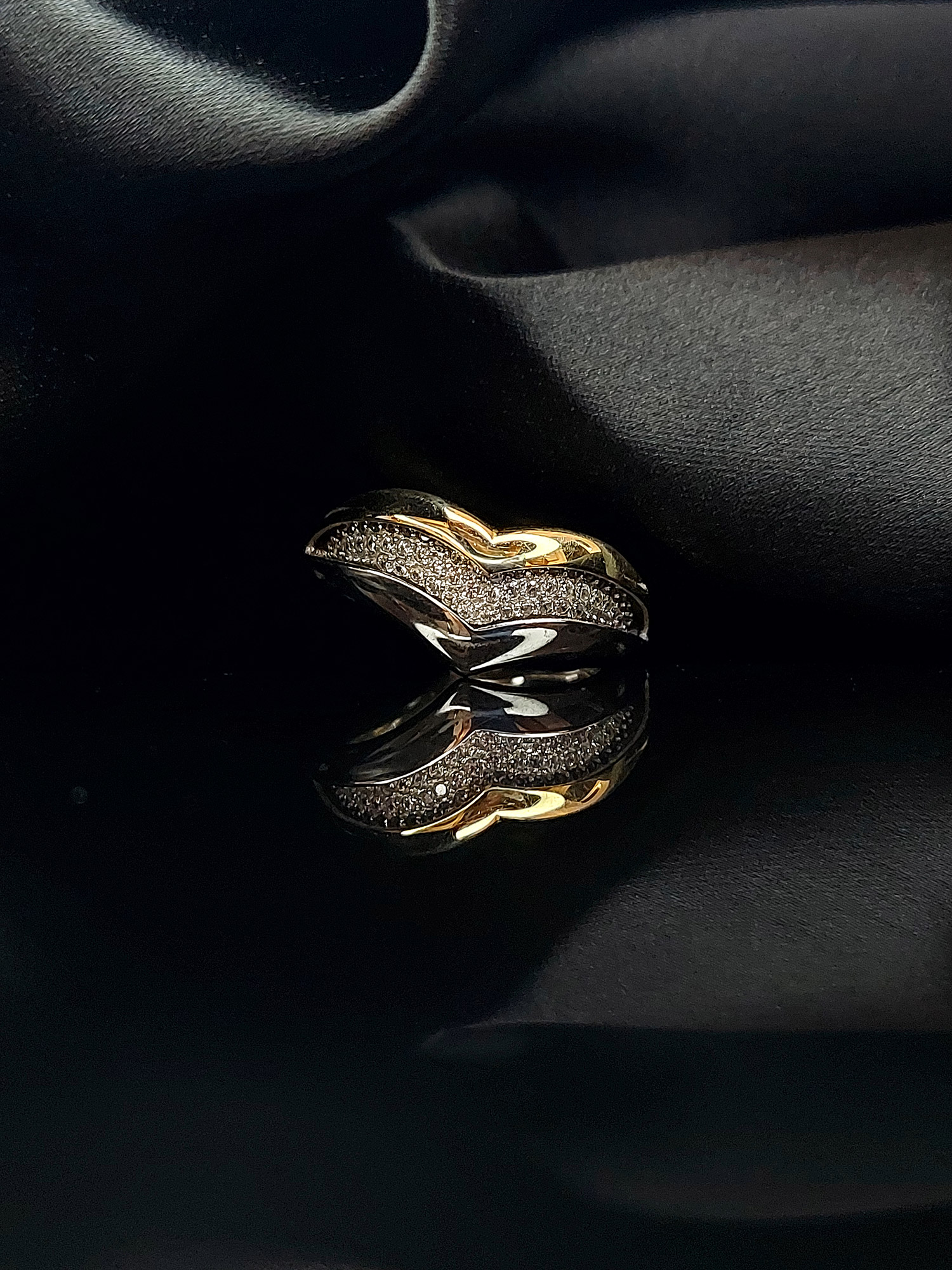 Silver gold 2 way ring