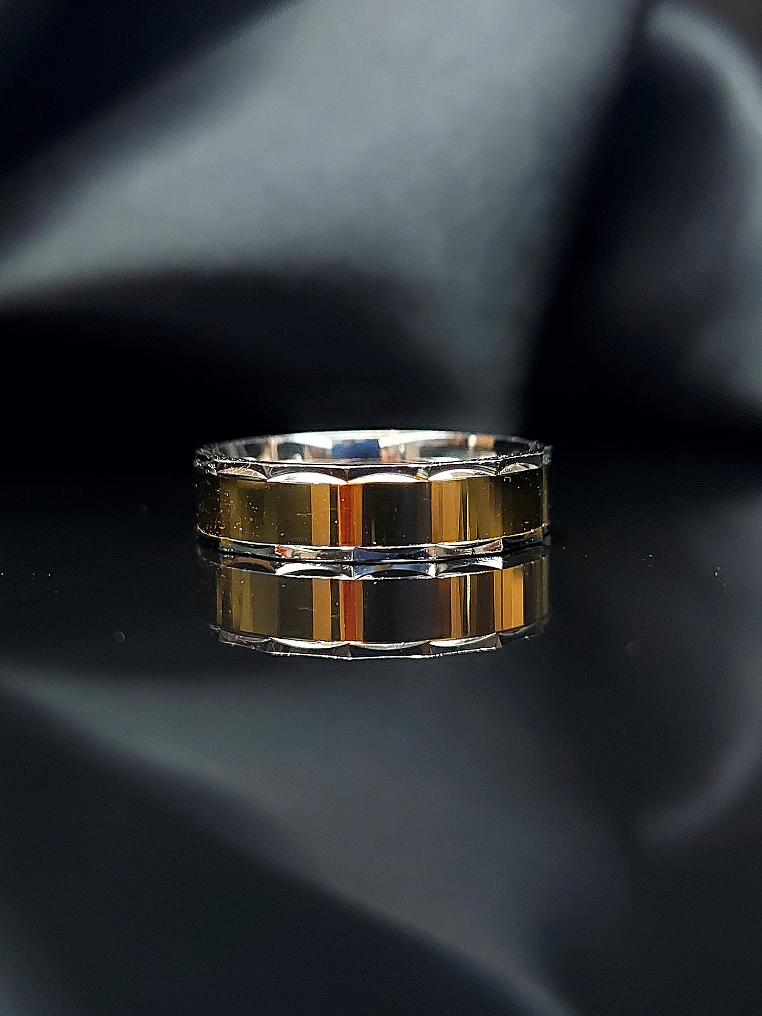 Silver gold unisex band ring