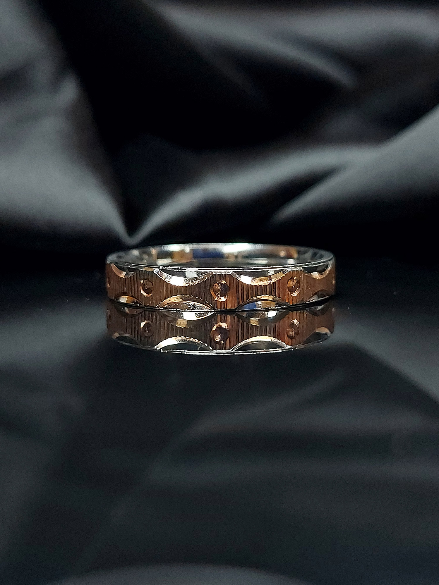 Silver rose gold unisex band ring